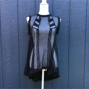Free People Black Lace Sleeveless Tunic Size 10